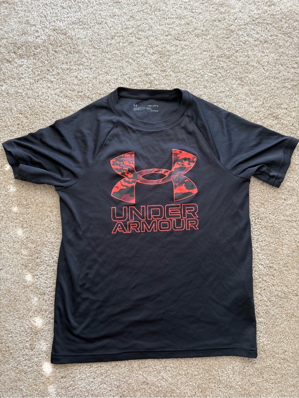 Under Armour Black Short-Sleeve Performance Tee with Red Logo